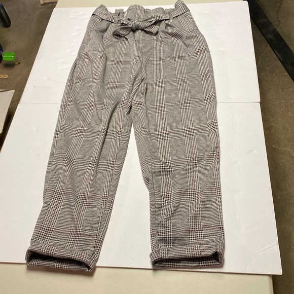 Love Tree Paperbag Pants Hounds Tooth High Waisted Large Ankle Trousers size L - Picture 1 of 12